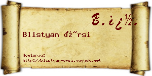 Blistyan Örsi névjegykártya
